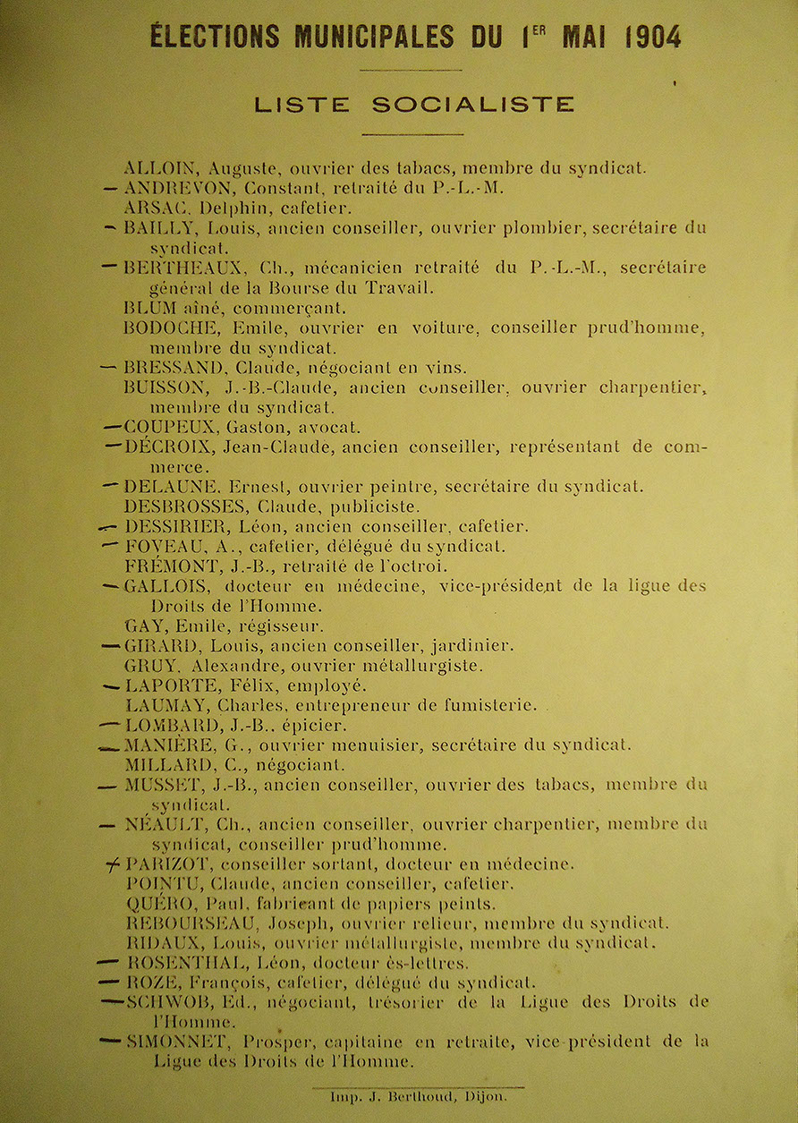 Elections municipales du 1er mai 1904. Liste socialiste