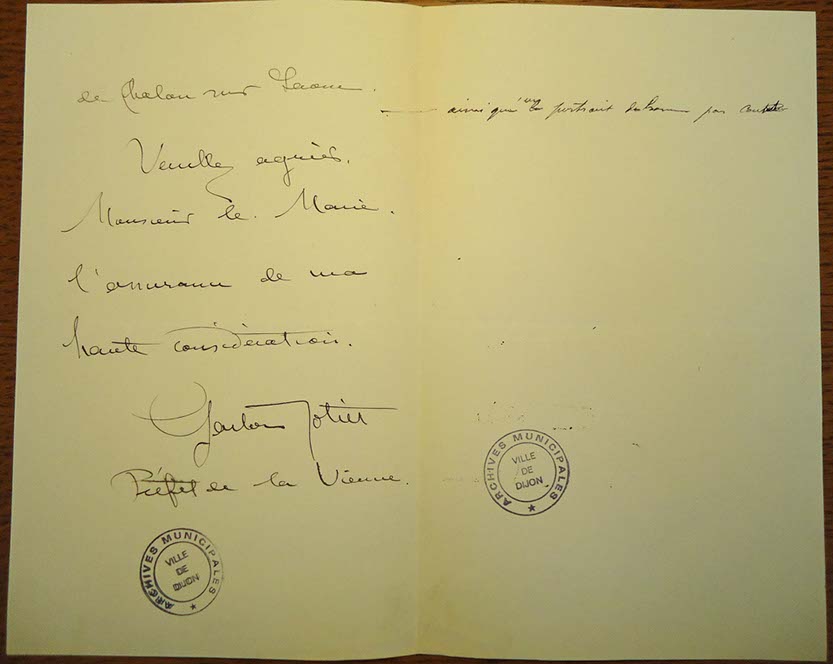 4R1-18-Lettre de Gaston Joliet au Maire de Dijon, pour un don au Musée, 1er novembre 1904(2)