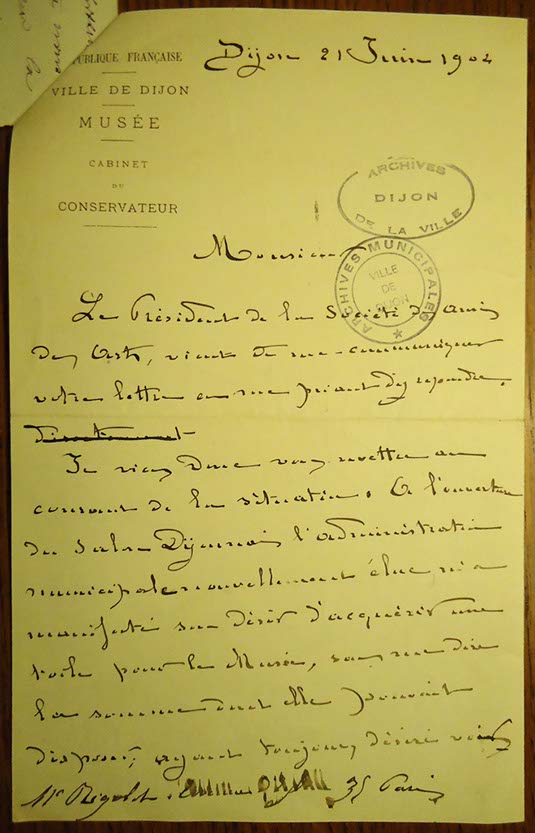 4R1-31-Lettre du conservateur à M. Rigolot (1), 21 juin 1904