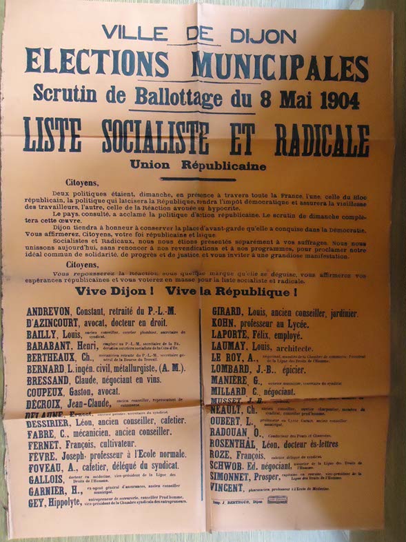 Scrutin de ballottage du 8 mai 1904. Liste socialiste et radicale