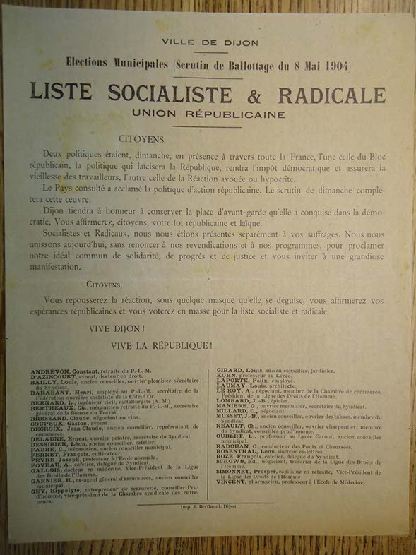 Liste socialiste et radicale. Scrutin de ballottage du 8 mai 1904