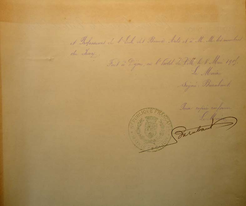 Arrêté du Maire de Dijon. Rosenthal nommé membre du jury pour la pension Devosge, 8 mai 1905 (2)